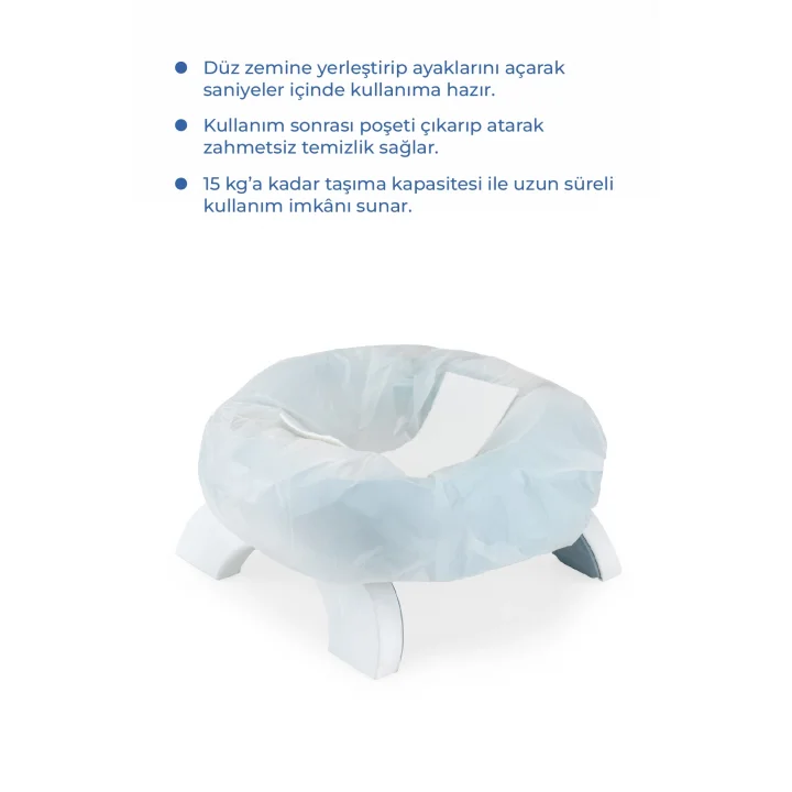 Babyjem 2 İn 1 Portatif Katlanabilir Seyahat Lazımlığı Klozet Adaptörü İndigo Mavi + 5 Hediye Poşet