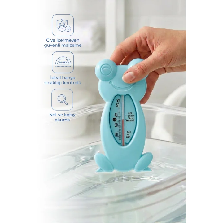 Babyjem Cıvasız Kurbağa Banyo Oda Termometresi Turkuaz