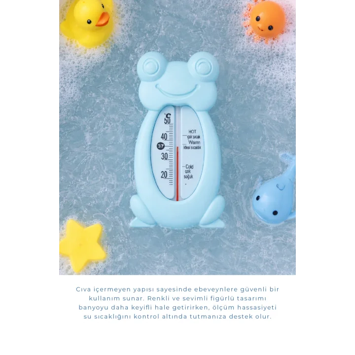 Babyjem Cıvasız Kurbağa Banyo Oda Termometresi Turkuaz