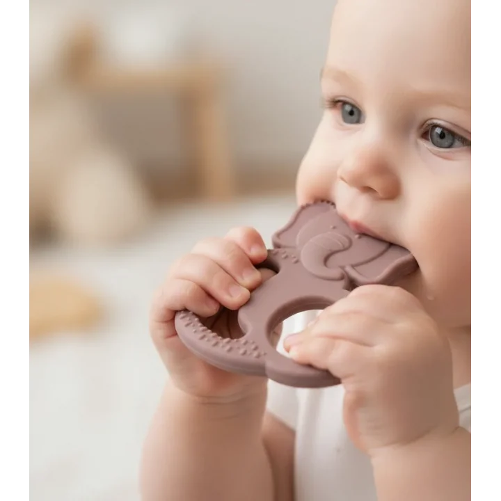 Babyjem Silikon Fil Diş Kaşıyıcı Mocha