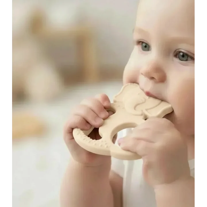 Babyjem Silikon Fil Diş Kaşıyıcı Ekru