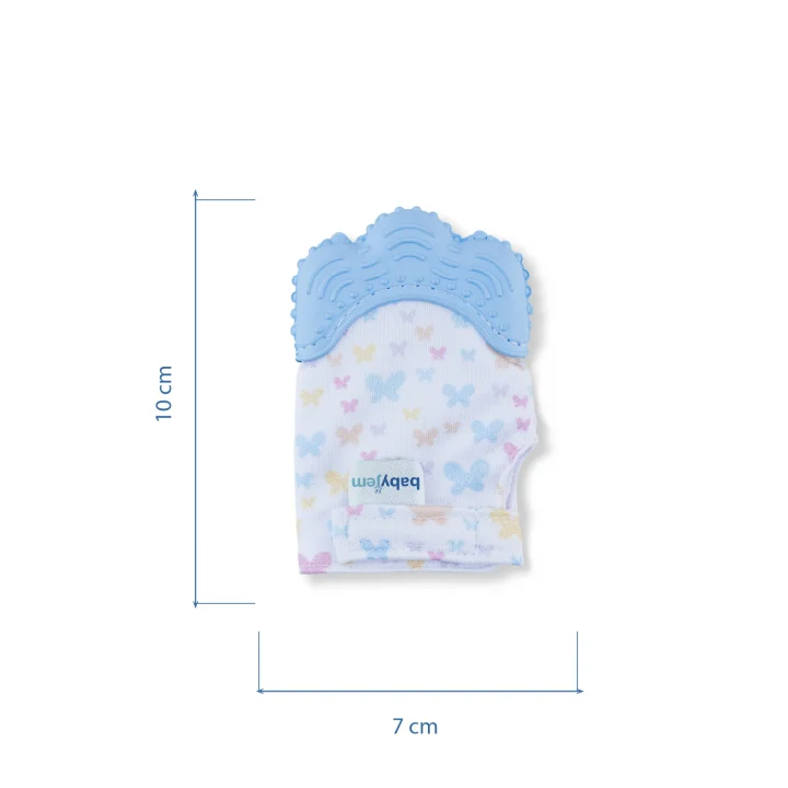 Babyjem Bebek Diş Kaşıyıcı Eldiveni Kelebek Mavi