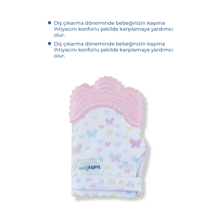 Babyjem Bebek Diş Kaşıyıcı Eldiveni Kelebek Pembe