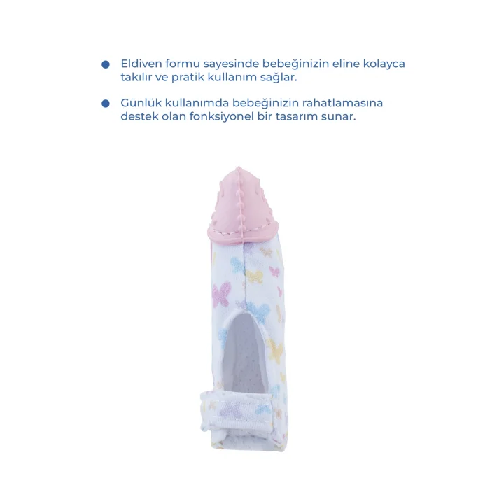 Babyjem Bebek Diş Kaşıyıcı Eldiveni Kelebek Pembe