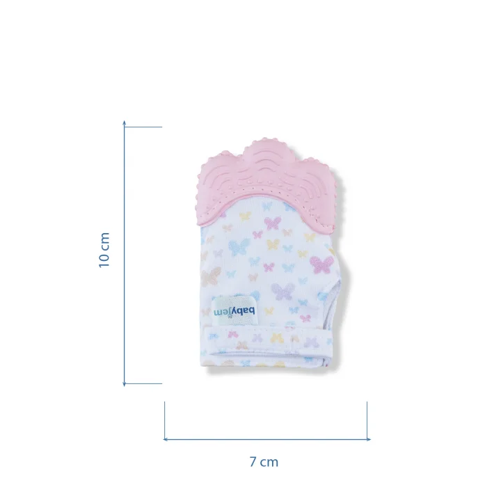 Babyjem Bebek Diş Kaşıyıcı Eldiveni Kelebek Pembe
