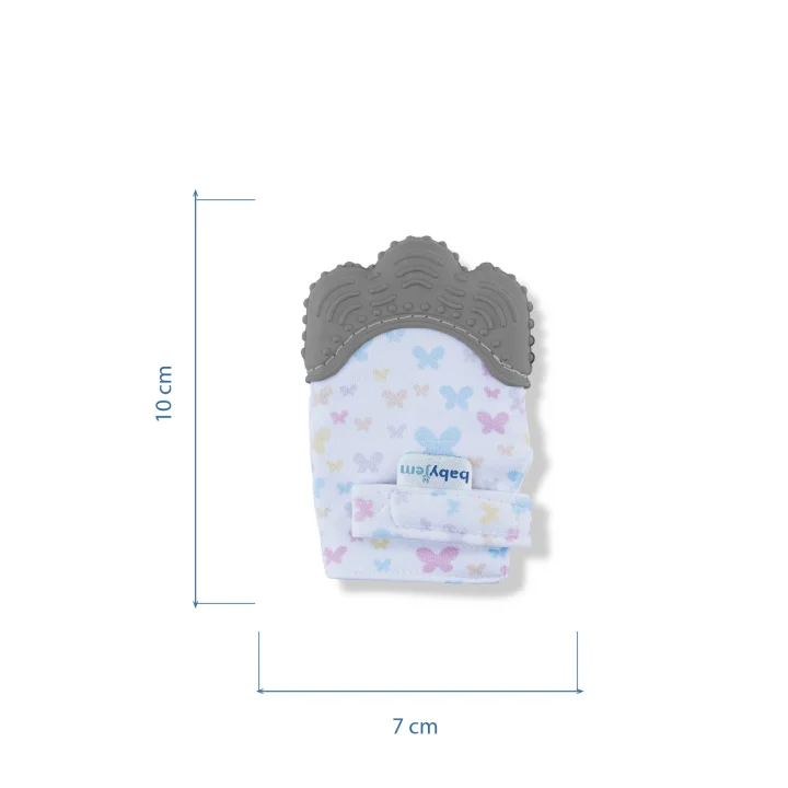 Babyjem Bebek Diş Kaşıyıcı Eldiveni Kelebek Gri