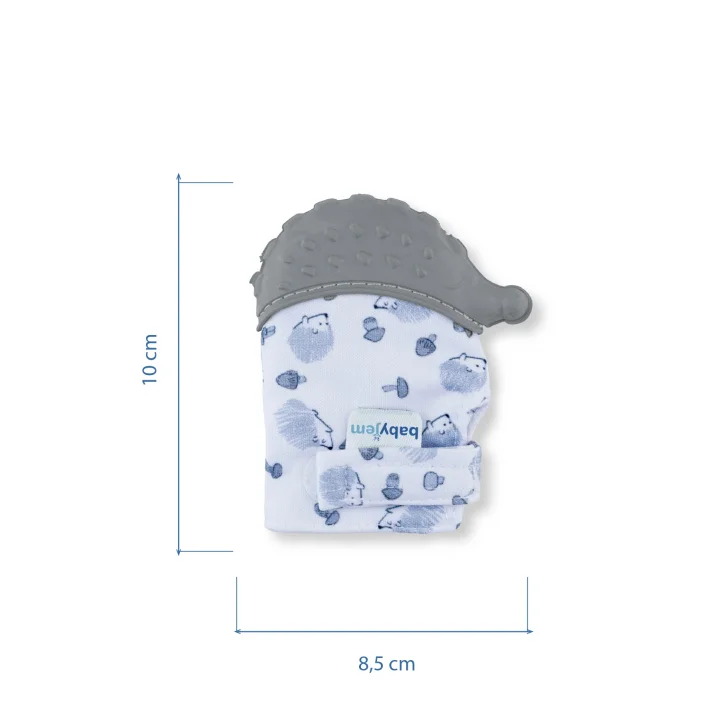Babyjem Bebek Diş Kaşıyıcı Eldiveni Kirpi Gri