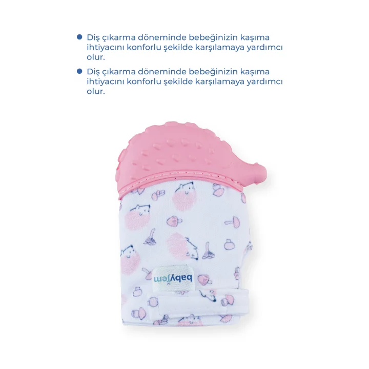Babyjem Bebek Diş Kaşıyıcı Eldiveni Kirpi Pembe