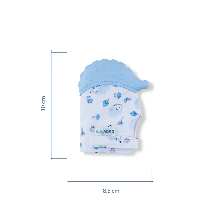 Babyjem Bebek Diş Kaşıyıcı Eldiveni Kirpi Mavi