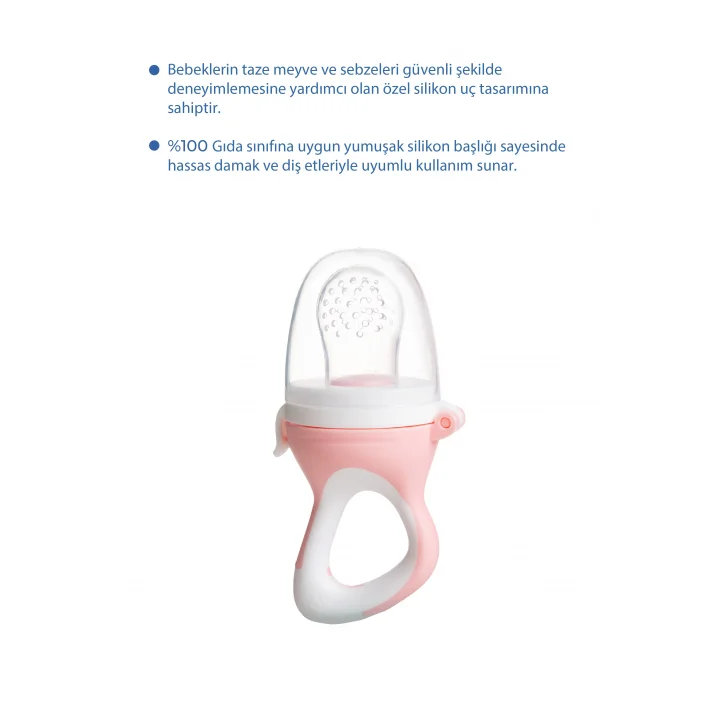 Babyjem Silikon Yumuşak Uçlu Meyve Süzgeçi Sebze Emziği Pembe