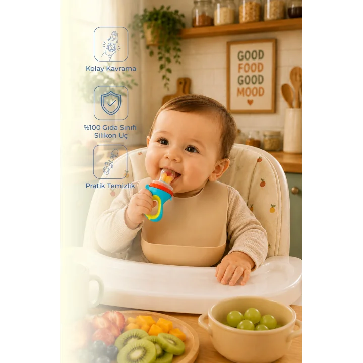 Babyjem Silikon Yumuşak Uçlu Meyve Süzgeçi Sebze Emziği Renkli