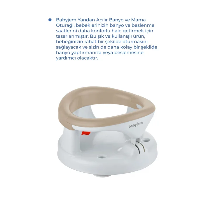 Babyjem Yandan Açılır Banyo ve Mama Oturağı & Hediye Minderli 2li Set Taş
