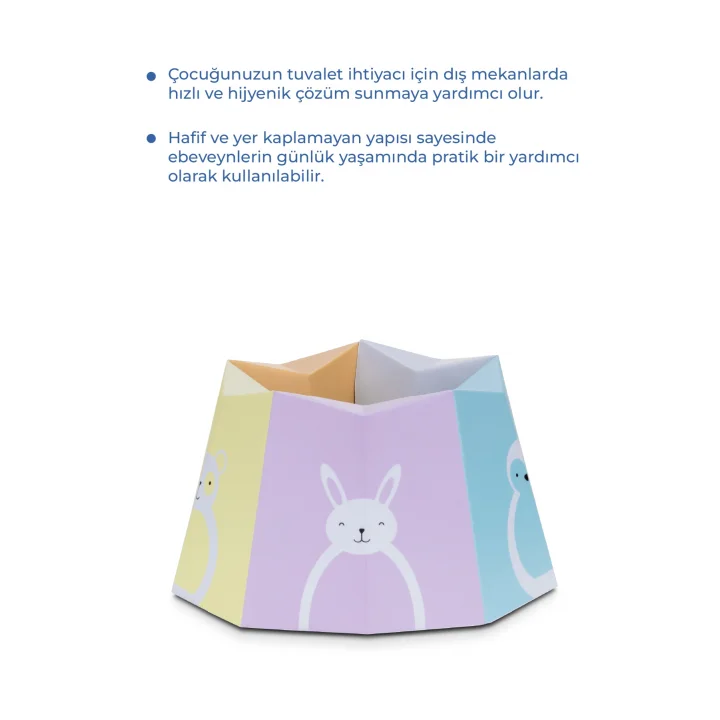 Babyjem Pratik Katlanabilir Karton Seyahat Lazımlığı Desenli 6 Adet Poşet Hediyeli
