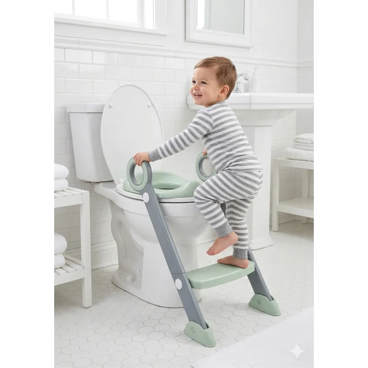 Babyjem Basamaklı Katlanır Klozet Adaptörü Soft Yeşil
