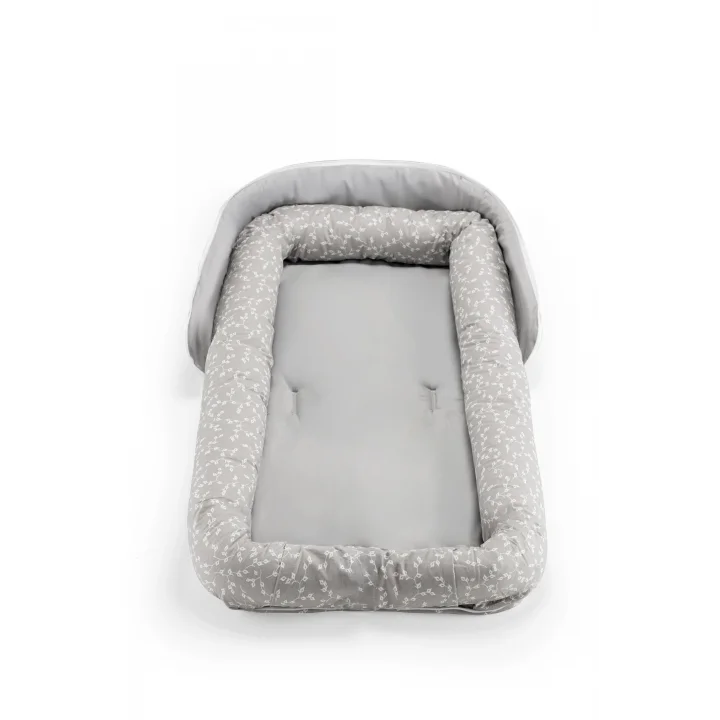 Babyjem Taşınabilir Katlanabilir Bebek Yatağı Gri Çİçek