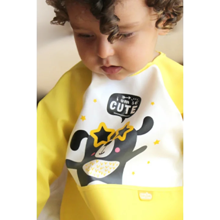 Babyjem Poli Muşamba Kollu Mama Önlüğü Sarı Outlet