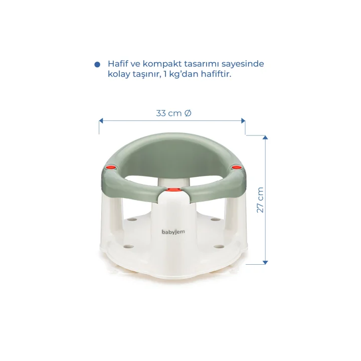 Babyjem Önden Açılır Banyo ve Mama Oturağı ve Hediye Minderli - 2  Li Set Soft Yeşil