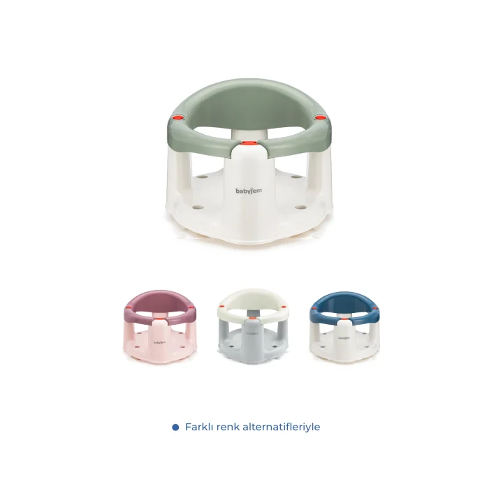 Babyjem Önden Açılır Banyo ve Mama Oturağı ve Hediye Minderli - 2  Li Set Soft Yeşil