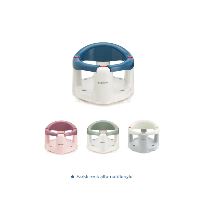 Babyjem Önden Açılır Banyo ve Mama Oturağı ve Hediye Minderli - 2  Li Set İndigo Mavi