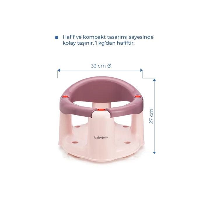 Babyjem Önden Açılır Banyo ve Mama Oturağı ve Hediye Minderli - 2 Li Set Mürdüm