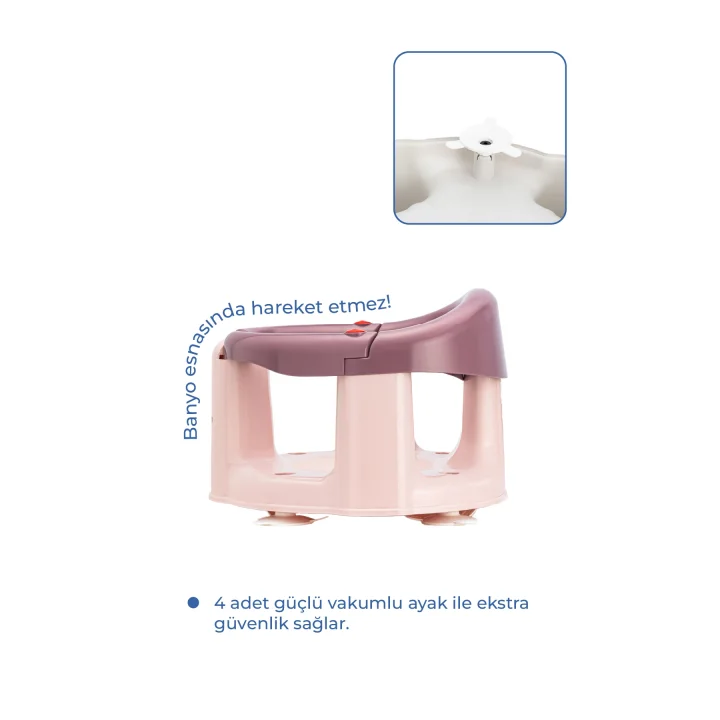 Babyjem Önden Açılır Banyo ve Mama Oturağı ve Hediye Minderli - 2 Li Set Mürdüm