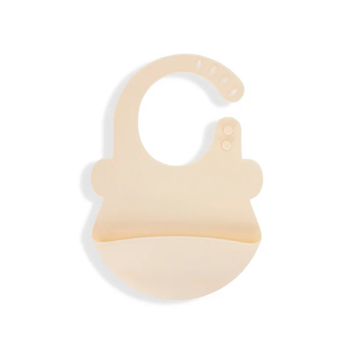 Babyjem Oval Hazneli Silikon Mama Önlüğü Ekru