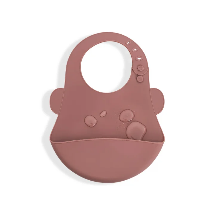 Babyjem Oval Hazneli Silikon Mama Önlüğü Mocha