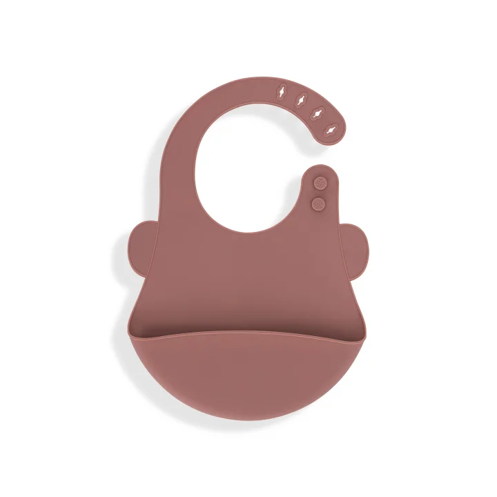 Babyjem Oval Hazneli Silikon Mama Önlüğü Mocha