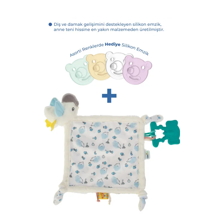 Babyjem 926 Birdy Diş Kaşıyıcılı + Silikon Emzik Hediyeli Uyku Arkadaşım Mavi 