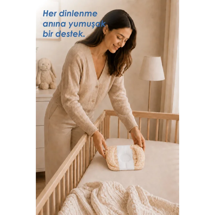 Babyjem Ayarlanabilir Düz Kafa Yastığı Somon Çiçek
