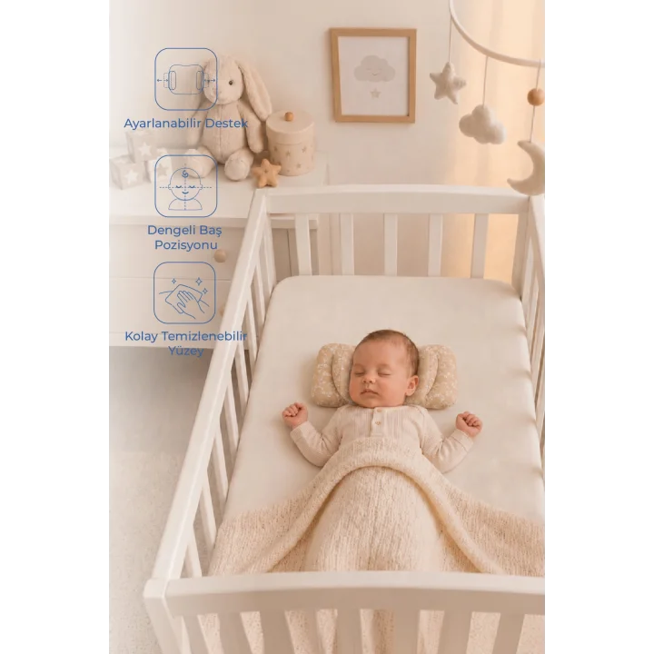 Babyjem Ayarlanabilir Düz Kafa Yastığı Somon Çiçek