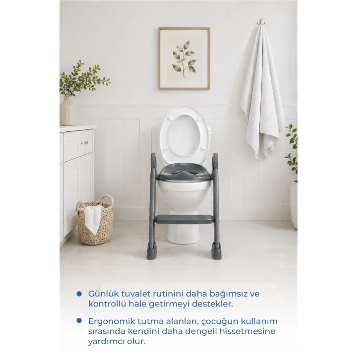 Babyjem Basamaklı Katlanır Klozet Adaptörü Antrasit