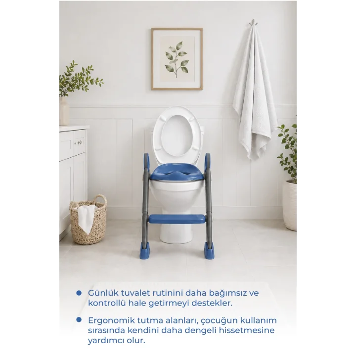 Babyjem Basamaklı Katlanır Klozet Adaptörü İndigo Mavi