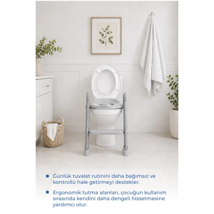 Babyjem Basamaklı Katlanır Klozet Adaptörü Soft Gri