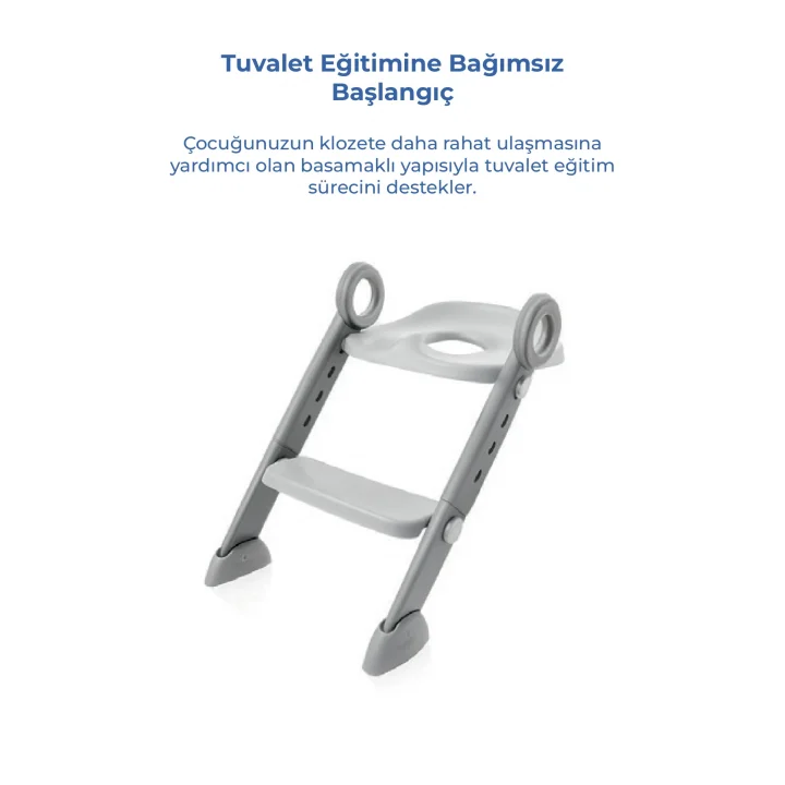 Babyjem Basamaklı Katlanır Klozet Adaptörü Soft Gri