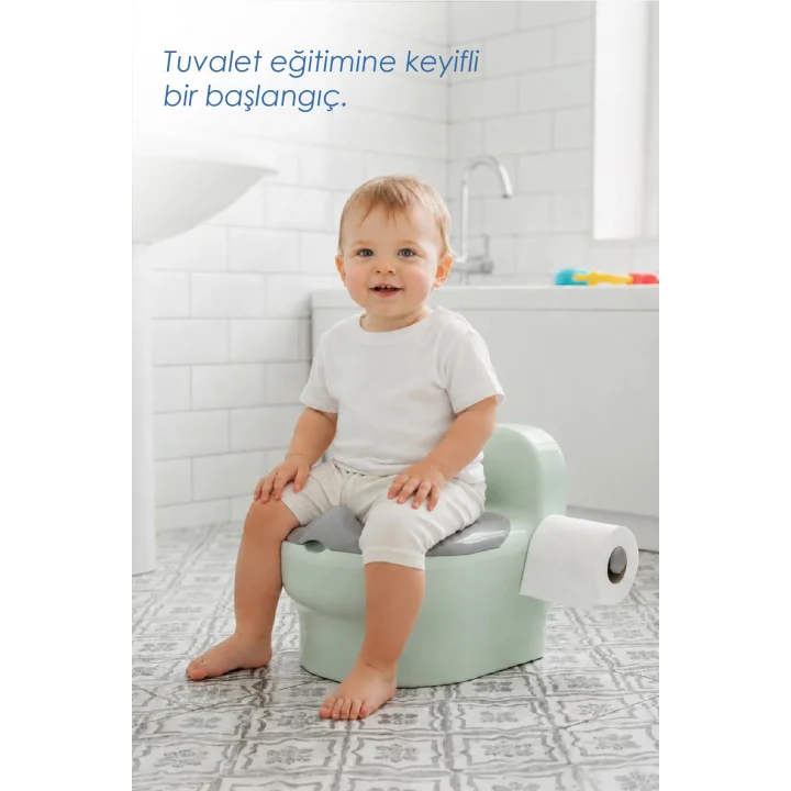 Babyjem Bebeğimin İlk Tuvaleti Sifon Sesli Lazımlık Oturak Soft Yeşil