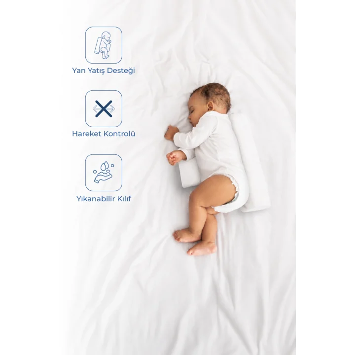 Babyjem Bebek Güvenli Uyku Yan Yatış Yastığı Beyaz