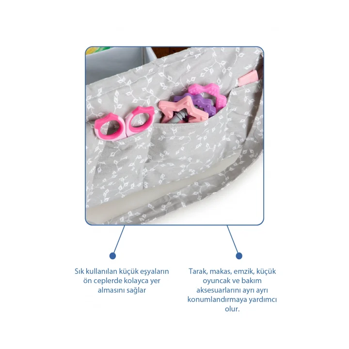 Babyjem Katlamalı Anne&bebek Organizer Gri Çiçek