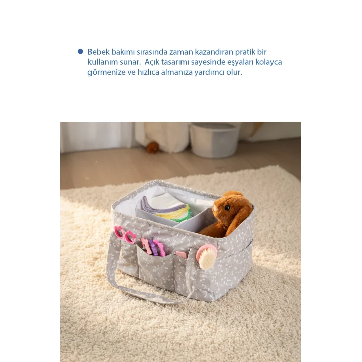 Babyjem Katlamalı Anne&bebek Organizer Gri Çiçek