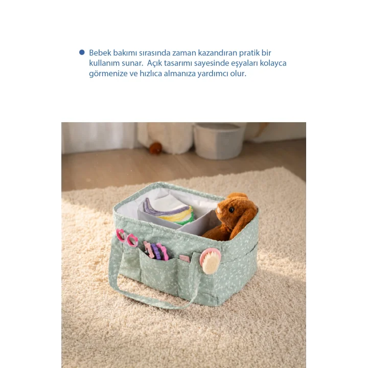Babyjem Katlamalı Çanta Anne&Bebek Organizer Yeşil Çiçek