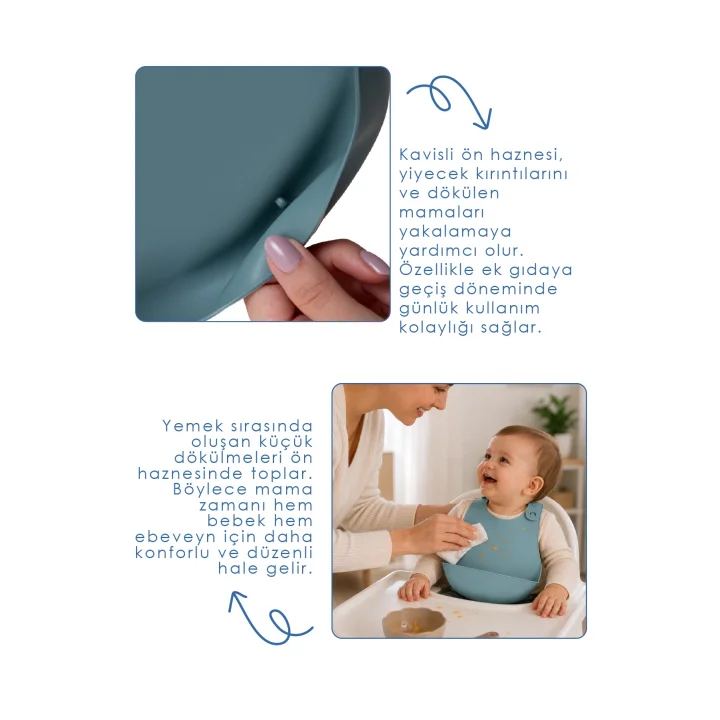 Babyjem Mini Silikon Mama Önlüğü Mint