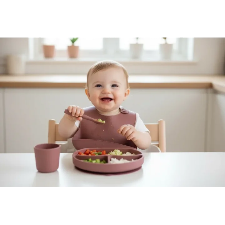 Babyjem Silikon Beslenme Seti Mocha 4 Parça Hediye Seti