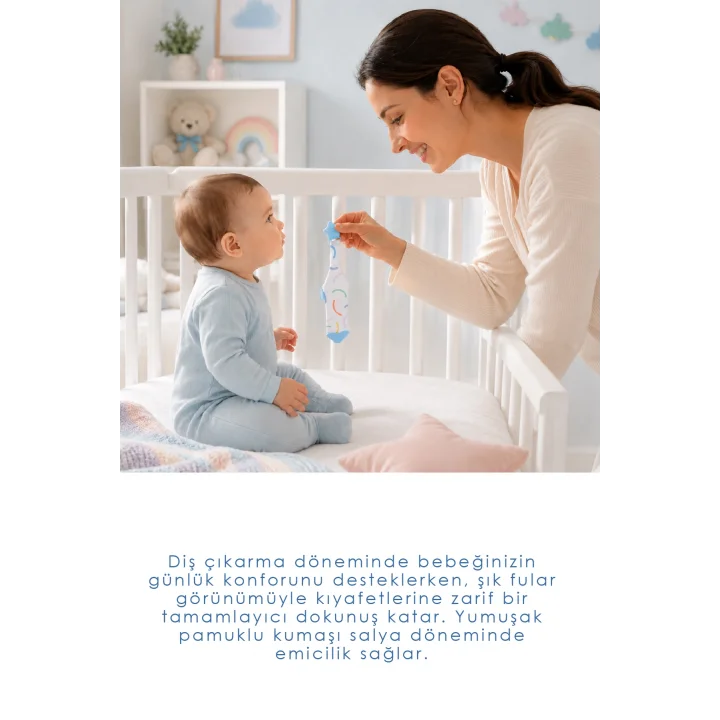Babyjem Silikon Diş Kaşıyıcı Fular & Kravat Gülen Yüz Mavi