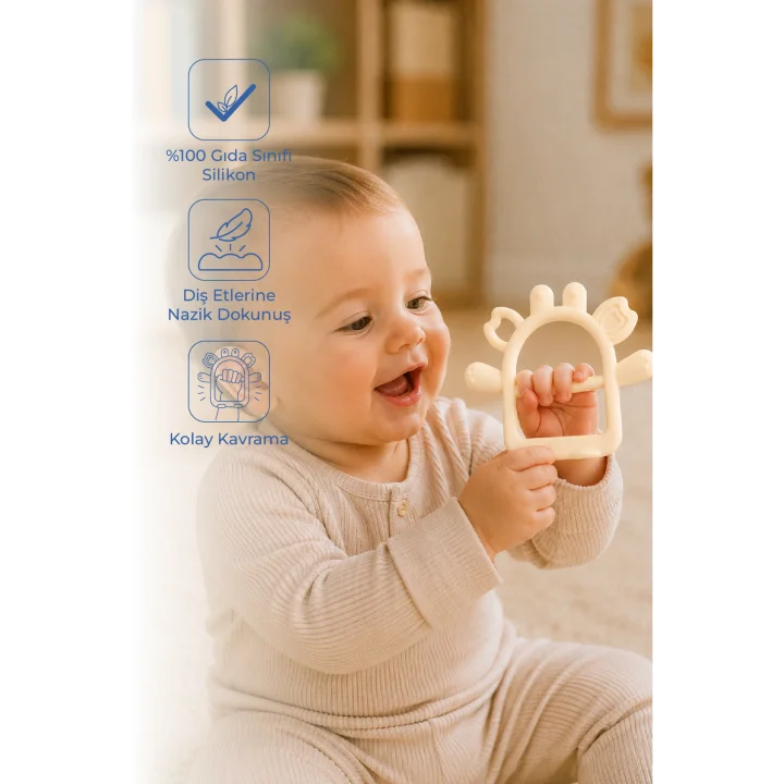 Babyjem Silikon Kolay Kavrama Diş Kaşıyıcı Ekru