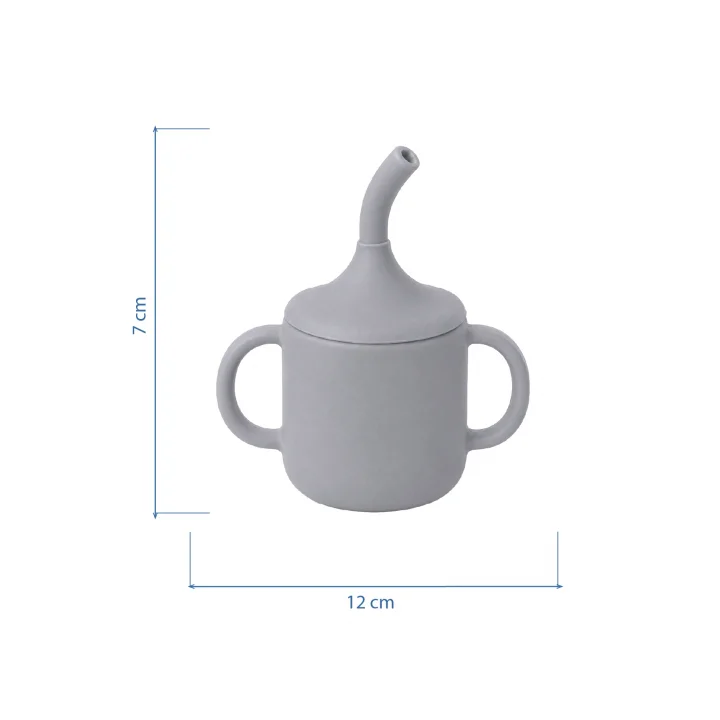 Babyjem Silikon Pipetli Bardak Gri
