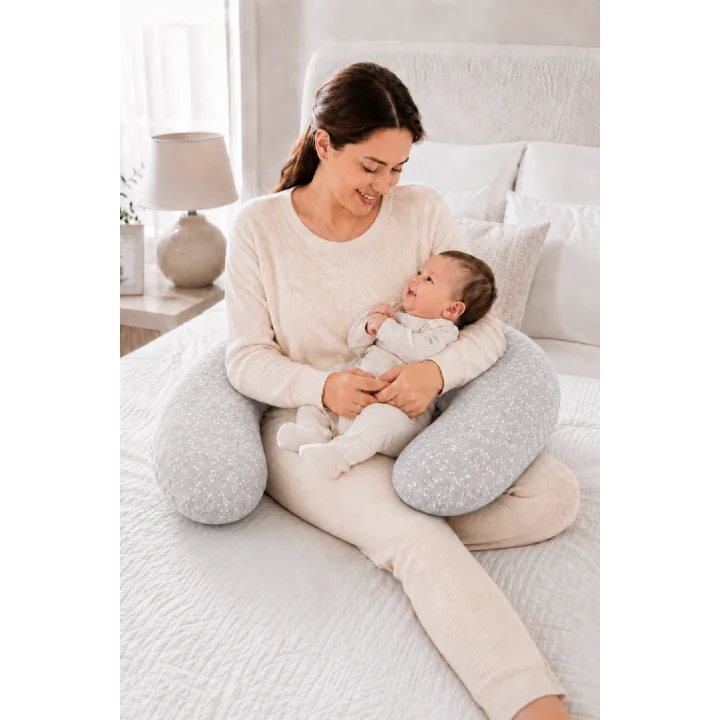 Babyjem Sırt Destekli Hamile Ve Emzirme Yastığı Gri Çiçek