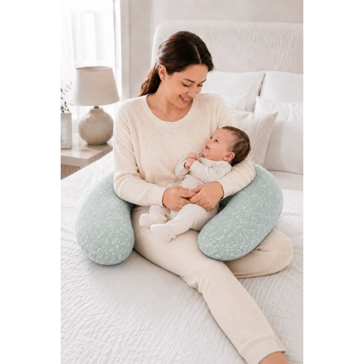 Babyjem Sırt Destekli Hamile Ve Emzirme Yastığı Yeşil Çiçek