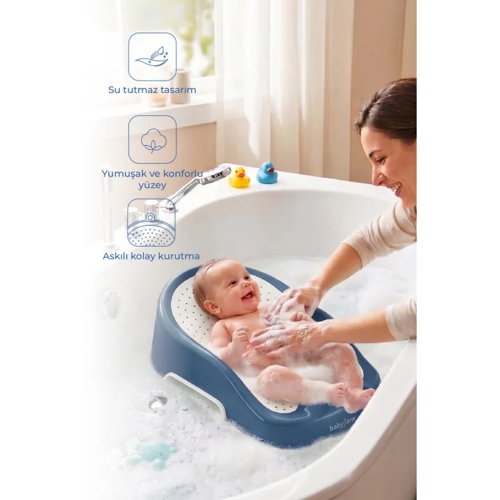 Babyjem Soft Banyo Desteği Bebek Yıkama Yardımcısı İndigo Mavi