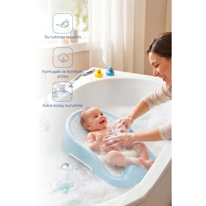 Babyjem Soft Banyo Desteği Bebek Yıkama Yardımcısı Soft Mavi