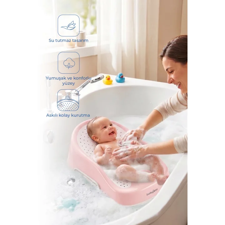 Babyjem Soft Banyo Desteği Bebek Yıkama Yardımcısı Soft Pembe